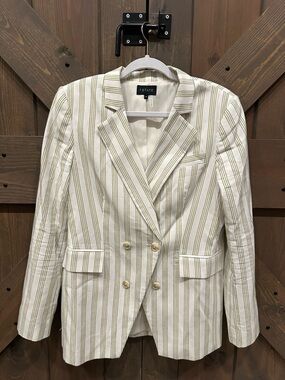 1.STATE Cream Blazer with Yellow and Black Stripes
